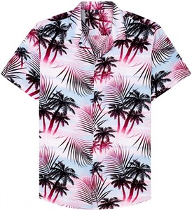 Chemise Hawaïenne Homme Manches Courtes Imprimé Floral Col Montant Respirante Écologique Anti-rétrécissement Hiver Popeline 100% Polyester - Product Image 5