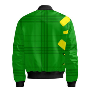 Chaqueta Bomber Reversible Chi Eta Phi con Estampado de Puntos Verde y Amarillo, Logotipo Brillante, Cierre de Cremallera Frontal, Ropa Exterior Casual para Hombre - Product Image 6