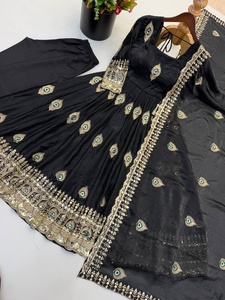 Black Embroidered Anarkali <b>Suit</b> Floor-Length Traditional Wear For <b>Women</b> India Pakistan <b>Wedding</b> Party Dress From Samp Corporation - Product Image 5