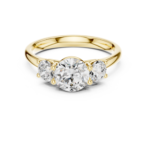 Anillo de Compromiso y Boda Aries Jewel con Tres Diamantes Cultivados en Laboratorio, Corte Brillante Redondo, Oro Sólido de 14K, HPHT CVD - Product Image 1