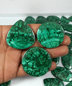 Audited Manufacturer Natural <b>Leaf</b> Malachite Loose Gemstones Cabochons Faceted Stones Wholesale Bulk Export Supplier - Product Image 2