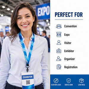 Lanière d'exposition personnalisée avec logo, en polyester, par sublimation, pour badge d'identification, cordon de cou pour salon professionnel, exposition, événement, fabricant OEM - Product Image 2