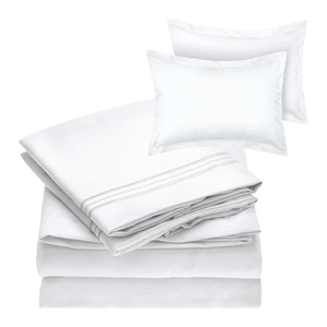 Parure de lit de luxe en satin pour hôtel, 300 fils, écologique, drap plat, couvre-lit, taies d'oreiller – Offre spéciale à prix réduit - Product Image 3