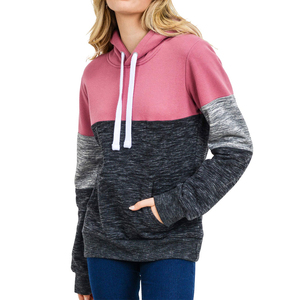 Women's Color Blocked Hooded Sweatshirt Regular Fit Cotton <b>Blend</b> Knitted Casual Autumn Wear with Pockets - Product Image 4