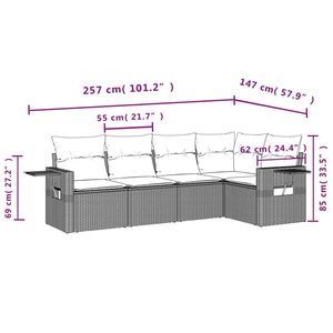 Set Divano da Giardino in Rattan PE Nero con Piedini Regolabili, Divani da Giardino con Piedini Regolabili - Product Image 3