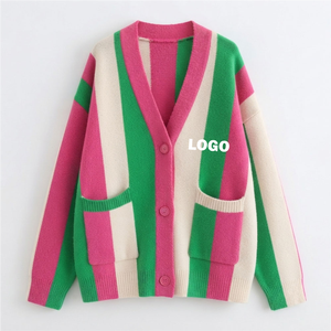 Umri Sports Women's Vintage <b>Argyle</b> Pattern Cotton Knitted Breathable Casual V-Neck Full Sleeve Button Closure Cardigan - Product Image 1