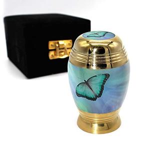 Luxury Inspired Brass <b>Keepsake</b> Cremation <b>Memorial</b> Urn Ash Holder Featuring Durable Decorative Exterior Texture Style - Product Image 2