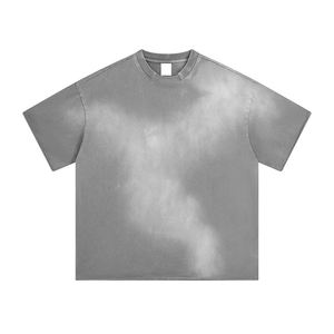 Camiseta de punto de manga corta con cuello redondo para hombre, estilo casual, lisa, teñida, azul marino, talla grande, OEM ODM - Product Image 3