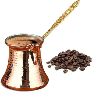 หม้อกาแฟทองแดงทรงกลมพร้อมด้ามจับตกแต่งลายดั้งเดิมสำหรับชงกาแฟ - Product Image 1