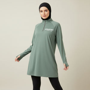 Haut musulman élégant et modeste à manches longues pour femme, avec trous pour les pouces, confortable, extensible, décontracté, pour le sport, toutes saisons, à superposer, UPF50+ - Product Image 1