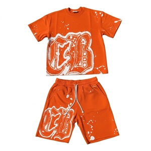 Conjunto Deportivo Unisex Morado, Camiseta de Algodón y Pantalones Cortos con Logotipo CB Estampado, Corte Holgado de Verano con Cintura Ajustable - Product Image 6