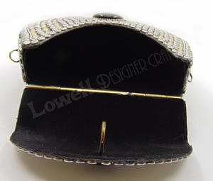 Nouvel Arrivage Sac Pochette Unisexe Géométrique en Maille Métallique et Coton avec Fermeture Éclair et Broderie pour Soirée, Mariage, Fête - Vente en Gros - Product Image 3