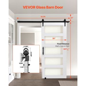 Kit Ferramenta per Porta Scorrevole in Vetro con Pannello MDF ad Alta Resistenza 84 x 36 Pollici, Superficie in PVC Impermeabile, Facile da Scorrevolare, 36 x 84 Pollici - Product Image 2