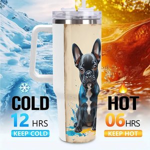Vaso de Acero Inoxidable de 40oz con Diseño de Bulldog Francés para Degustación de Vinos y Recorridos por Viñedos - Product Image 6