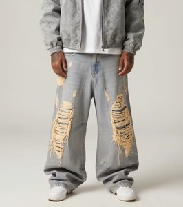 Jeans de Diseñador Personalizados de Alta Calidad Estilo Japonés Hip Hop, Rectos, Rotos, Largos, de Mezclilla Ligera, Holgados, para Hombre y Mujer - Product Image 1