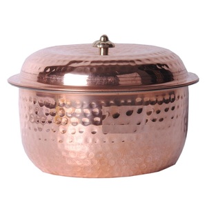 Pure <b>Copper</b> Hot Set Bowl With Lids Polish Finished For Home Metal Serving Hot Set Bowl For Kitchen Use Kitchenware - Product Image 1