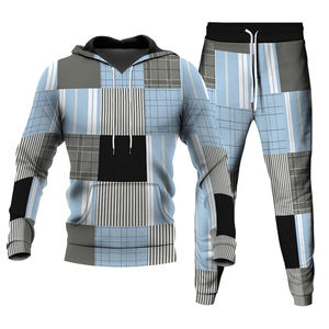 Oversized Printed Solid Pullover <b>Hoodie</b> Set Winter Two-Piece Baggy Sweatpants Hooded Collar 100% <b>Polyester</b> Men's Tracksuits - Product Image 2