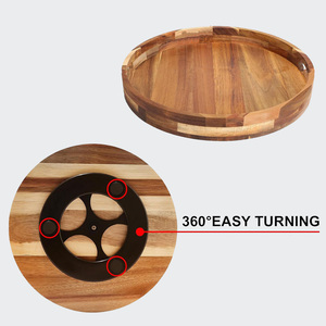 Durable Acacia <b>Wood</b> Lazy Susan <b>Turntable</b> Kitchen Cabinet Organizer Table Dining Pantry Countertop Cupboard Coffee Bar Storage - Product Image 6