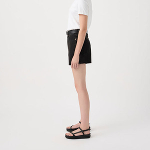 2026 Custom High Waist Black Women Denim Shorts With Belt Casual Summer Style Straight Leg Fit Regular Cut Solid Color Cotton - Product Image 3