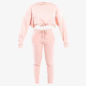 Conjuntos deportivos cortos con capucha, transpirables, color rosa bebé, para niñas, ropa de invierno, para correr, hacer ejercicio, gimnasio. - Product Image 3