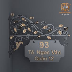 Plaque de numéro de maison en fer forgé, plaque d'adresse décorative, revêtement en poudre, matériau résistant aux intempéries, fabriqué au Vietnam - Product Image 3
