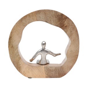 Sculpture circulaire figurative en bois faite à la main, décoration de table, art minimaliste, artisanat pour salon, cadeau - Product Image 4
