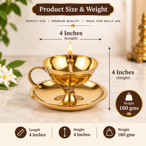 Handcrafted Brass Diya Oil Lamp with Tray Traditional <b>Indian</b> Pooja Deepak for Mandir <b>Home</b> <b>Decor</b> Diwali Festival Gift Wholesale - Product Image 5