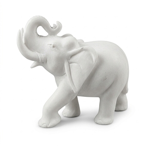 White Onyx Handmade Carved Fancy <b>Elephant</b> Figurine Holiday Chinese New Year Decoration <b>Gift</b> Customized Design - Product Image 1
