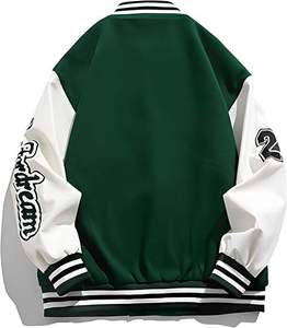 Men's Women's Vintage Streetwear College Woolen Varsity <b>Jacket</b> Rib Knitted Zipper <b>Smart</b> <b>Casual</b> Baseball Bomber Stand Front - Product Image 3