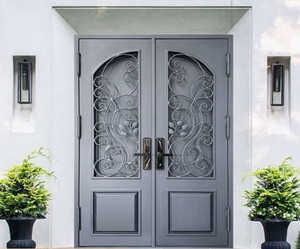 Royal Luxury Wrought Iron Main Gate Traditional Artistic Scrollwork Design Rust-Resistant Powder-Coated Finish <b>Swing</b> Open Easy - Product Image 2