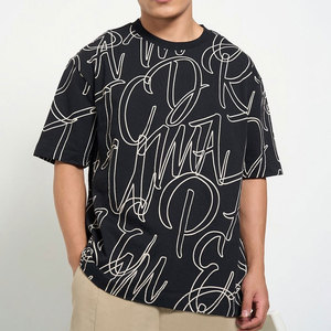 Camiseta Negra de Manga Corta para Hombre con Logotipo en la Espalda, Cuello Redondo, Corte Holgado, Tejido Jersey Casual, 100% Algodón, Peso Pesado 320g - Product Image 5