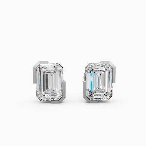 <b>Emerald</b> Cut Solitaire Diamond <b>Studs</b> Featuring 2.00 Ct Lab Grown Diamond | In 9K Yellow White And Rose Gold - Product Image 2