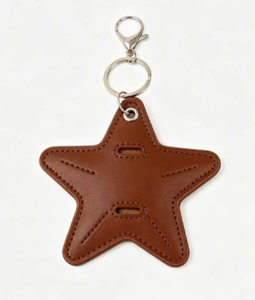 Llavero de Estrella de Mar de Cuero Marrón con Logotipo Personalizado, Colgante para Bolsa, Ideal para Regalo y Promoción - Product Image 1