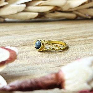Bague Bohème en Laiton Plaqué Or 18 carats pour Femme, Motif Corail Bleu Tendance, Bijoux Gothiques Célestes Phases de Lune, Vente en Gros/OEM/ODM - Product Image 2