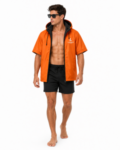 Parka de natation longue professionnelle pour hommes, imperméable, doublée polaire, à capuche, en polyester, avec fermeture éclair, pour nageurs compétitifs, plage et piscine - Product Image 2