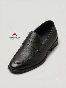 Asken Atelier Men's Premium <b>Black</b> Synthetic Leather Upper Loafers Toe <b>Slip</b>-<b>On</b> Dress Shoes Breathable Durable TPR Outsole - Product Image 4