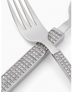 Glam Metal Flatware Set With Crystal Handle High <b>Mirror</b> Polish Dishwasher Safe Wedding Tableware Silver Color Plated Cutlery - Product Image 2