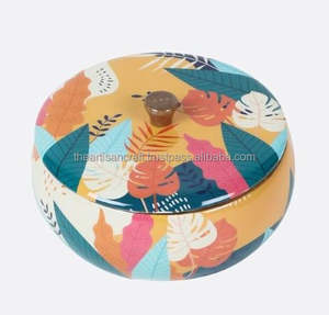 Yellow Blue Handcrafted <b>Wooden</b> Roti <b>Box</b> Printed <b>Lid</b> Floral Design Durable Eco-Friendly Multifunction Party Kitchen Serving - Product Image 4