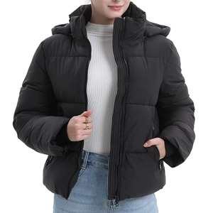 Custom Printed Full Zip <b>Women</b> Puffer <b>Jacket</b> Winter Warm Quilted <b>Lightweight</b> Windproof <b>Hooded</b> Padded Outerwear Parka Wear - Product Image 2