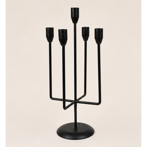 Wholesale <b>Black</b> Metal <b>Candelabra</b> 5-Arm Taper Candle Holder Stand for Modern Wedding Centerpiece and Hotel Tabletop Home Decor - Product Image 1