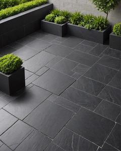 Pavés en blocs de grès naturel poli noir moderne pour usage extérieur - Product Image 2
