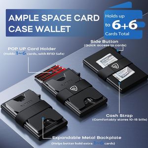 Porte-cartes de visite fin pour homme avec fonction pop-up, blocage RFID, design mince, étui en métal pour homme et femme - Product Image 2