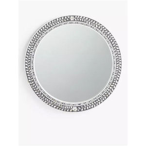 Miroir mural décoratif de style organique moderne, coquille foncée incrustée, taille personnalisée, miroir rond en nacre, fournisseur - Product Image 2