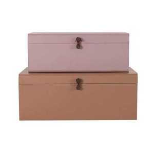 Ensemble Premium de 2 Coffres Métalliques à Design Martelé pour Rangement Domestique, Vêtements et Bijoux, Coffre Portable en Finition Dorée - Product Image 6
