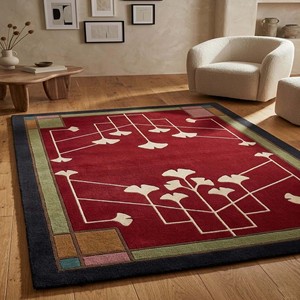 Alfombra Vintage con Diseño Floral |   Alfombra de Lana Roja Estilo Misión, Hecha a Mano, Tradicional, para Sala de Estar, Dormitorio, Decoración del Hogar - Product Image 1