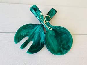 Offre Spéciale : Ensemble de Service à Salade en Résine Vert Marbré – Cuillère et Fourchette en Acrylique – Nouveaux Outils de Vaisselle de Cuisine en Gros – Fournitures de Service pour la Restauration - Product Image 2