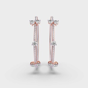 IGI Certified Lab Grown Round Diamond <b>Station</b> Hoop Earrings 9K Yellow / White / Rose Gold Diamond Hoop Earrings - Product Image 5