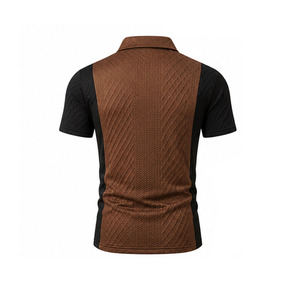 ชุดเสื้อโปโลและกางเกงขาสั้นลำลองสำหรับผู้ชาย EKIN IMPEX สีน้ำตาล แต่งสีดำแบบ Color Blocking ผ้า Waffle Knit แห้งเร็ว เหมาะสำหรับใส่ในฤดูร้อน - Product Image 5