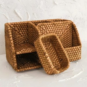 <b>Large</b> capacity pencil case crafted from natural rattan weaving pen holder <b>desk</b> vanity organizers - Product Image 4