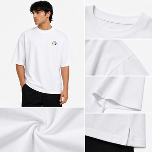 เสื้อยืดผู้ชายทรงหลวมขนาดใหญ่พิเศษ ผลิตจากวัสดุพรีเมียมเนื้อนุ่ม ดีไซน์สบายๆ สไตล์ทันสมัย เหมาะสำหรับสวมใส่สบายๆ แบบลำลอง รับผลิตแบบ OEM - Product Image 5